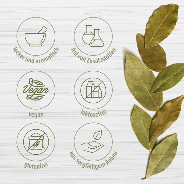 Detalle 2 de Getrocknete Lorbeerblätter Monte Nativo (250 g) – gerebelt, aromatisch zum Kochen und Würzen