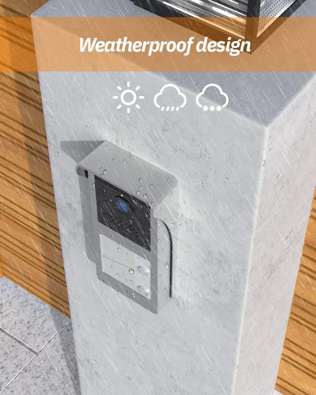 Detalle de TMEZON Video-Türsprechanlage fürs 2-Familienhaus mit 7-Zoll-Farbmonitor, HD-Türklingelkamera & 2-Draht