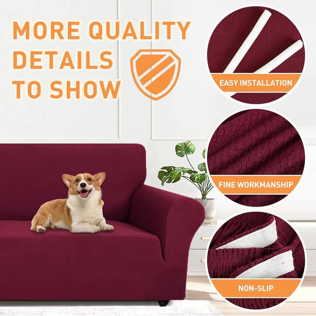 Detalle de Ystyle Copridivano 3 posti con braccioli elasticizzato antigraffio Bordeaux