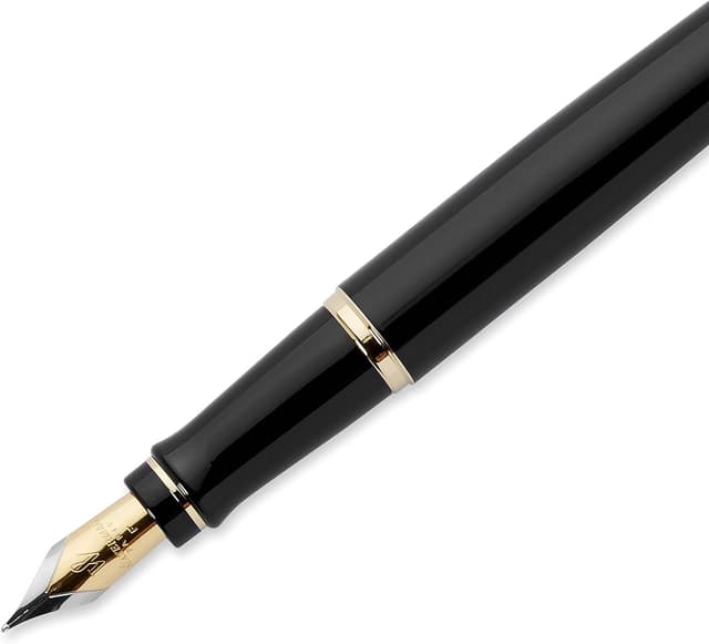 Detalle 2 de Waterman Expert Gloss Black Fountain Pen with 23k Gold Trim (Fine Nib) | Gift Box