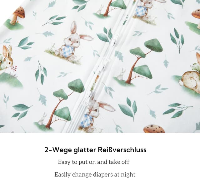 Detalle de Chilsuessy 2er Pack Baby-Schlafsack Sommer mit Füßen 0,5 TOG aus 100% Baumwolle (0,5 TOG) – Pilzkaninchen & Panda Home