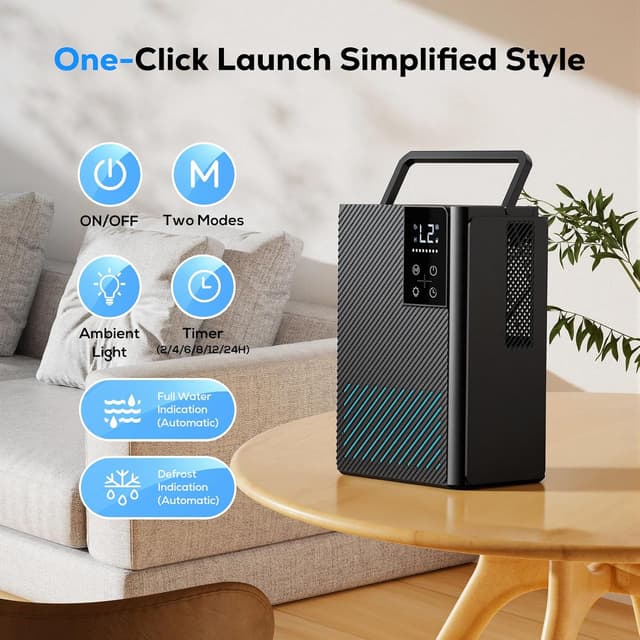 Thumbnail 6 de Deumidificatore portatile 2500 ml con comandi touch, luci a 7 colori e timer