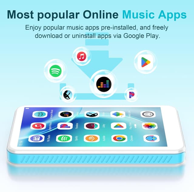 Detalle de SWOFY Lecteur MP3 160 Go Android 13 avec Bluetooth, Wi‑Fi et écran tactile 4 pouces (D08)