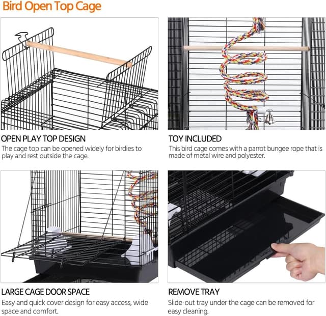 Thumbnail 4 de Yaheetech Gabbia per Uccelli 40 x 40 x 58 cm