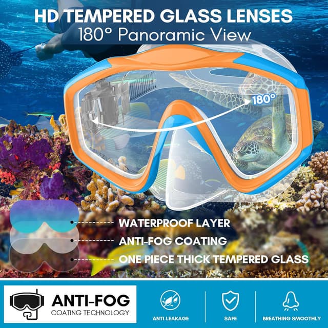 Detalle de HiiPeak Kids snorkel set for dry breathing