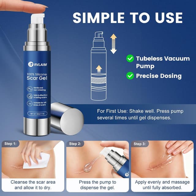 Thumbnail 6 de Rvlaim 100% Silicone Scar Gel Scar Cream (Advanced Silicone Gel) 1.7 oz/50 ml