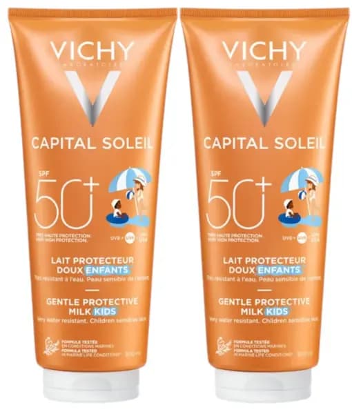 Detalle de Vichy Capital Soleil Leche Niños SPF50 (2x300 ml) para rostro y cuerpo