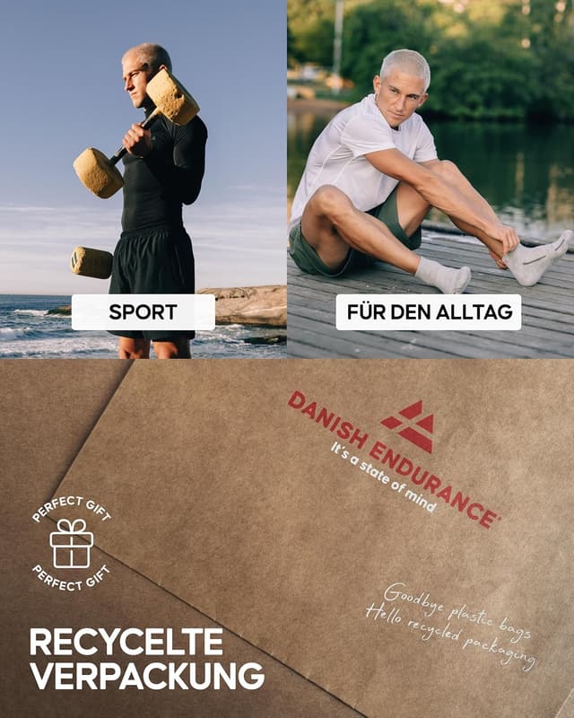 Detalle de DANISH ENDURANCE Kurze Sportsocken aus Bio-Baumwolle im 3er/6er Pack – Sneaker- und Fitness-Socken mit Anti-Blasen