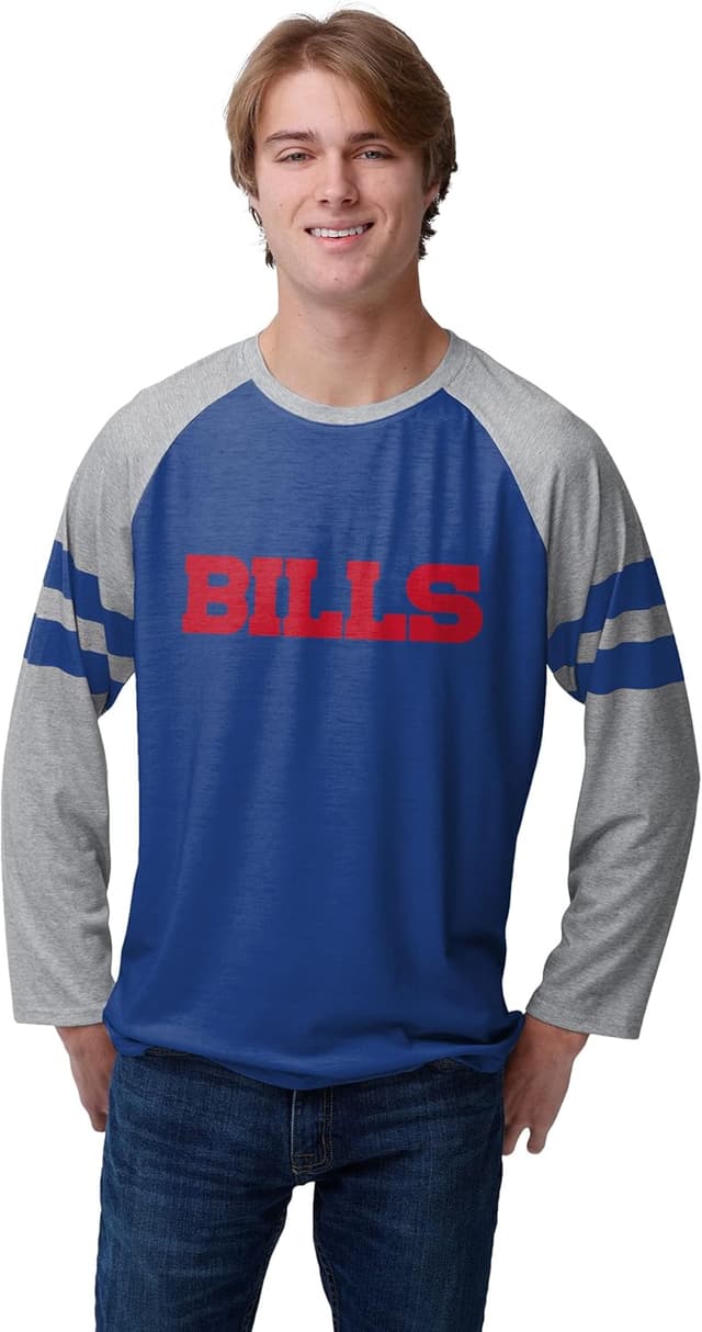 Detalle de FOCO NFL Men’s Team Logo Raglan T-Shirt (Officially Licensed)