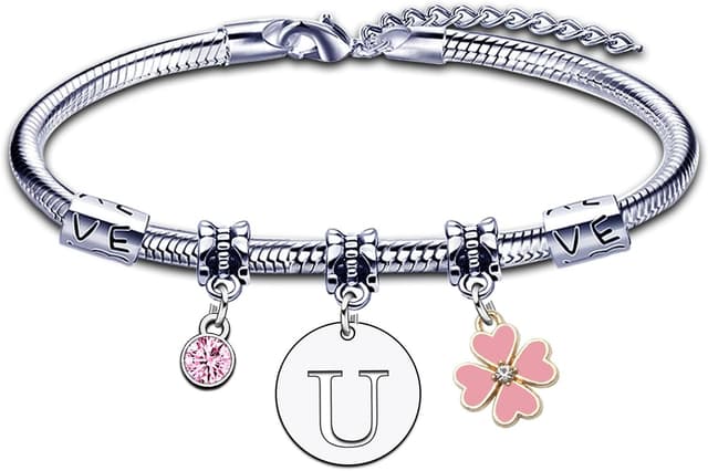 Detalle 2 de KJKJKJ A-Z 26 Anfangsbuchstabe Anhänger Armband – personalisierbare Initialen-Pulsern für Damen, Geschenkideen