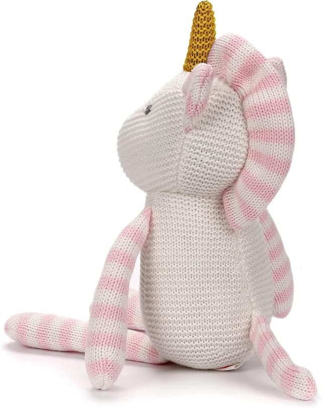 Detalle de FLUFFYFUN Organic Baby Soft Toys Pink Unicorn Teddy (7.1") for Newborns