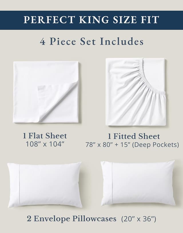 Detalle 2 de Lane Linen 100% Organic Cotton King Size Sheets Set