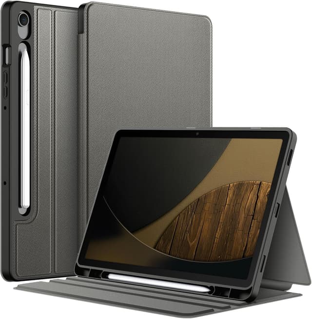 Detalle de FINTIE coque multipositions pour Samsung Galaxy Tab S10 Lite 10,9 et Tab S10 FE/S9 FE (10,9”/11”) avec porte-stylet, gris foncé