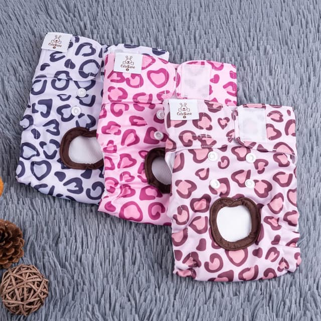 Thumbnail 6 de CuteBone 3er Set Leopard: wiederverwendbare Hundewindeln (Größe XS) für Hündchen D54M-DE