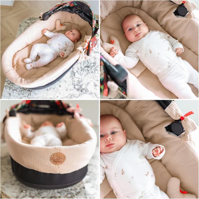 Detalle de Coussin de siège Mousseline pour poussette bébé (accessoires 3 pièces) Beige