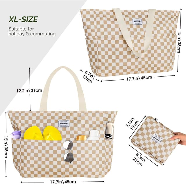 Thumbnail 4 de HOMESPON Large Waterproof Beach Tote 45x38cm