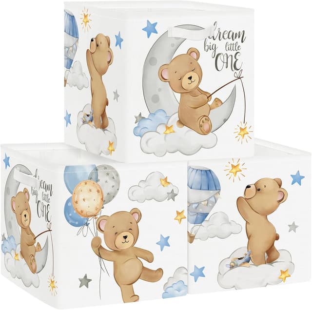 Detalle de HUUMONSS Sleeping Animals Storage Cubes 3-Pack