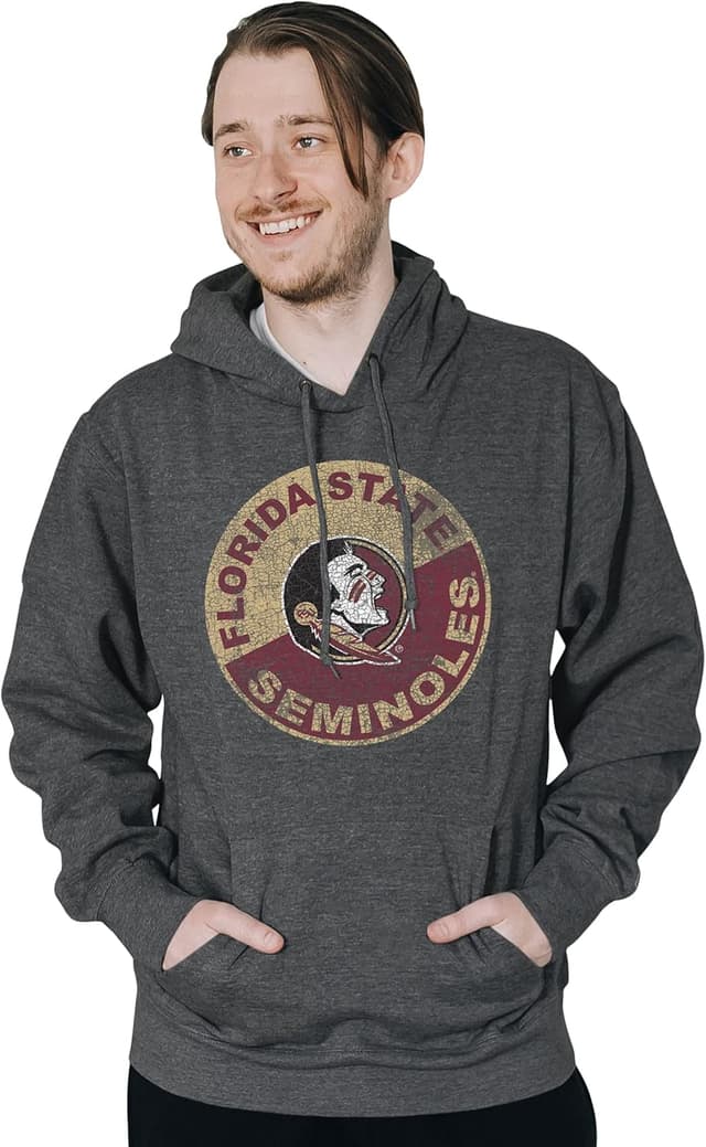 Detalle de Blue 84 NCAA Men’s Hoodie Vintage Cap (Dark Heather) — Florida State Seminoles