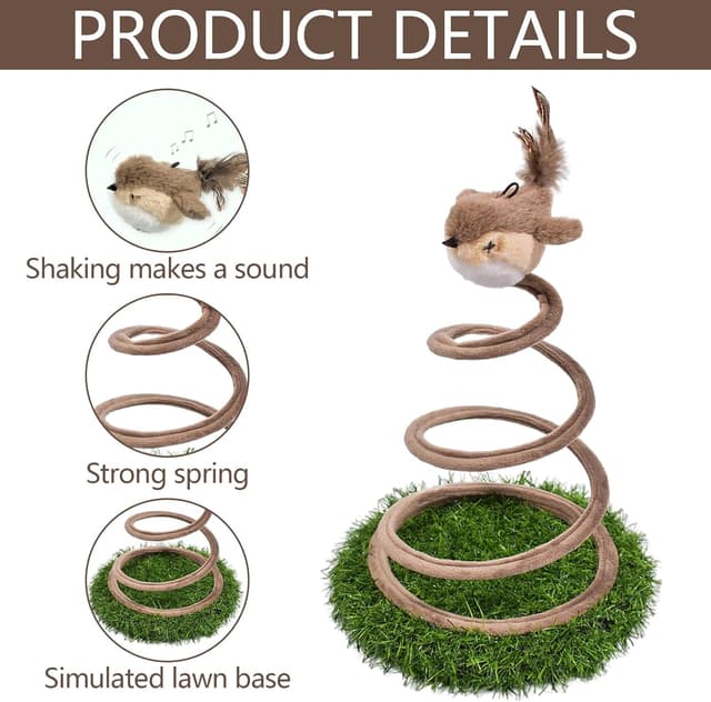 Detalle 2 de Interaktives Katzenspielzeug Vogel mit Sound