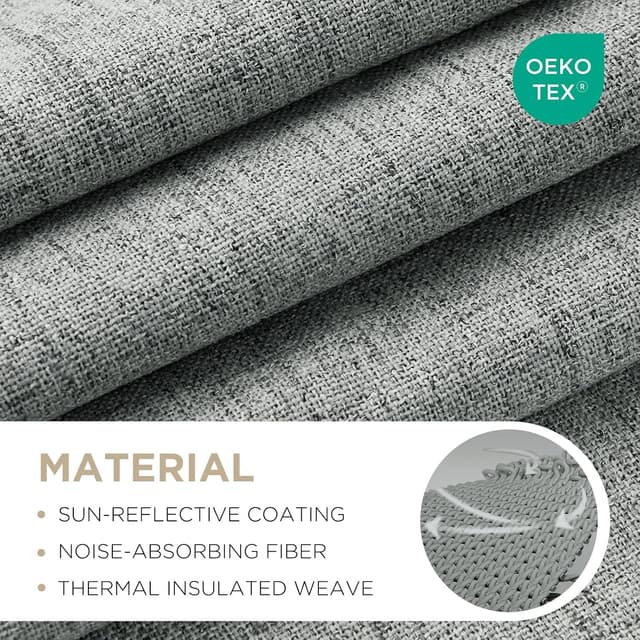 Detalle de Joydeco Blackout Thermal Lined Curtains (2 Panels) – 55x96 Inch with Back Tabs & Rod Pocket