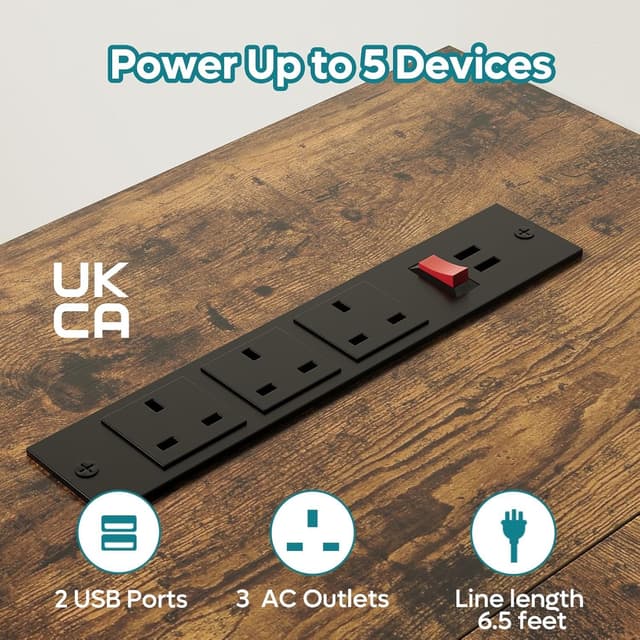 Detalle 1 de Bestier L-shaped desk 147cm with power