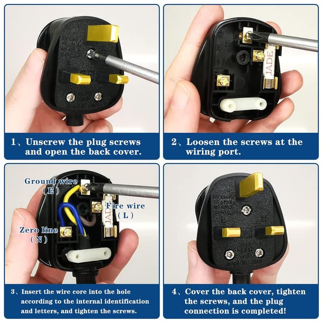 Detalle de 2 Pack Black 13 amp UK 3‑pin plug