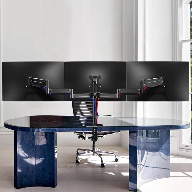 Detalle de Supporto triplo per monitor MD8003 da 17–27" con braccio a molla a gas e rotazione 360°