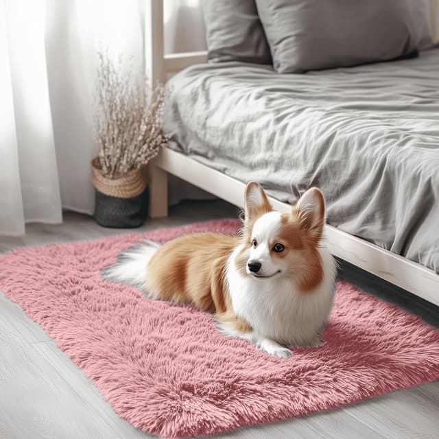 Thumbnail 6 de Homaxy Fluffy Shaggy Rug (140 x 200 cm) – Anti-slip, machine washable shag rug for living room, kids room and nursery (Pink)