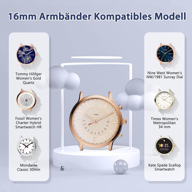 Detalle 2 de SHIJZWD elastisches Uhrenarmband mit Schnellverschluss (Nylon Loop), passend für 16–24 mm