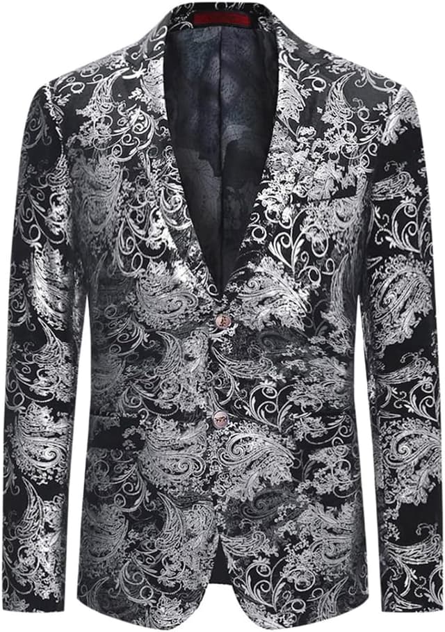 Thumbnail 6 de Allthemen Herren Pailletten Sakko Gold Glitzer Blazer Slim Fit