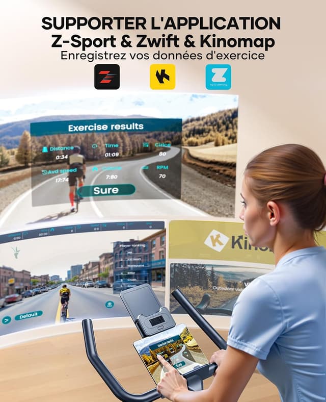 Detalle 2 de TOPUTURE Velo d'appartement connecté 160 kg ⚙