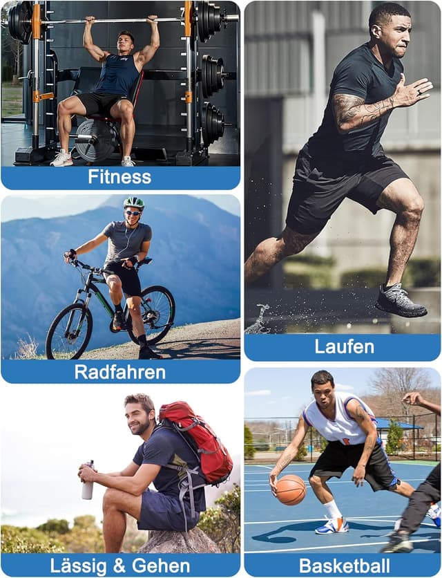 Detalle de kuzwufs Herren Sporthose – kurze, atmungsaktive Dry-Fit Gym- & Lauf-Shorts mit reflektierenden Details