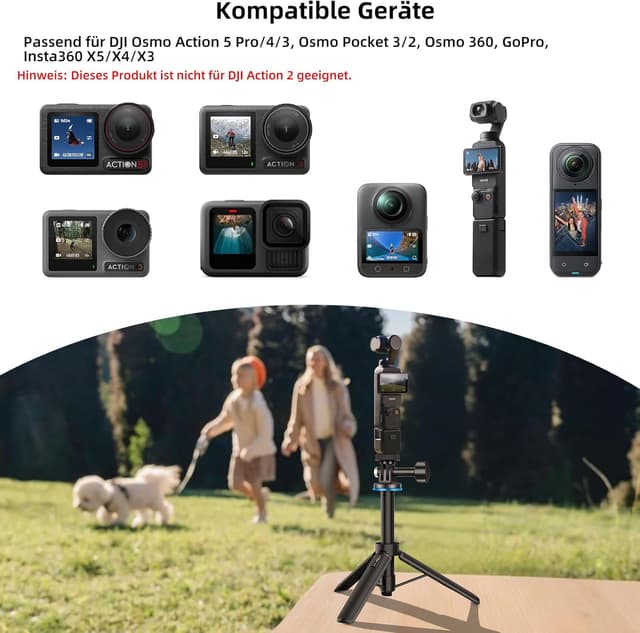 Detalle 2 de 51 cm Osmo Action Selfie Stick Stativ-Set für DJI Action 5 Pro/4/3, Osmo 360 – Mini-Stativ & erweiterbarer Griff
