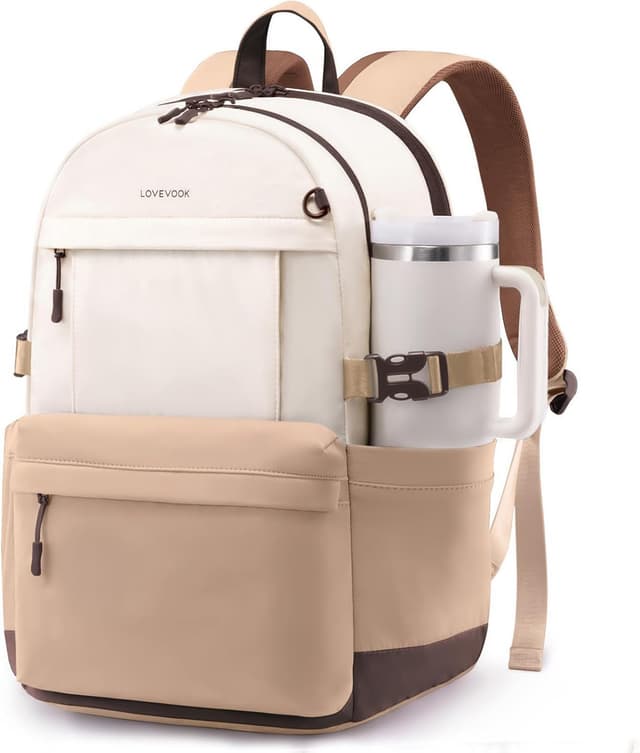 Detalle de LOVEVOOK Damen-Rucksack für 17,3-Zoll Laptops – mit großem Getränkehalter und viel Stauraum