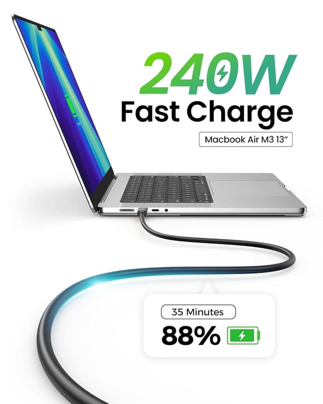 Detalle 2 de Fitee Thunderbolt 5 Cable 1FT 240W charging