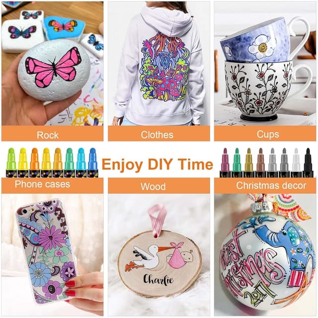 Detalle 2 de Betem Acrylic Paint Markers Pens (Dual Tip) – 120 dual-tip colours for wood, fabric, canvas and more