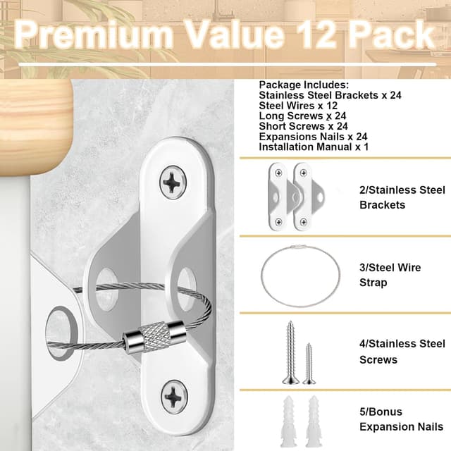 Thumbnail 6 de JIUDONE Furniture Anchors 12 pack anti-tip