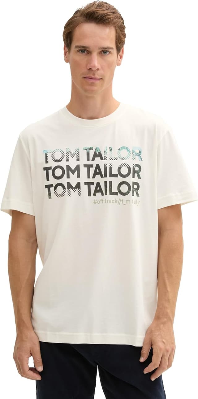 Detalle de TOM TAILOR T-Shirt da uomo in cotone con stampa fotografica