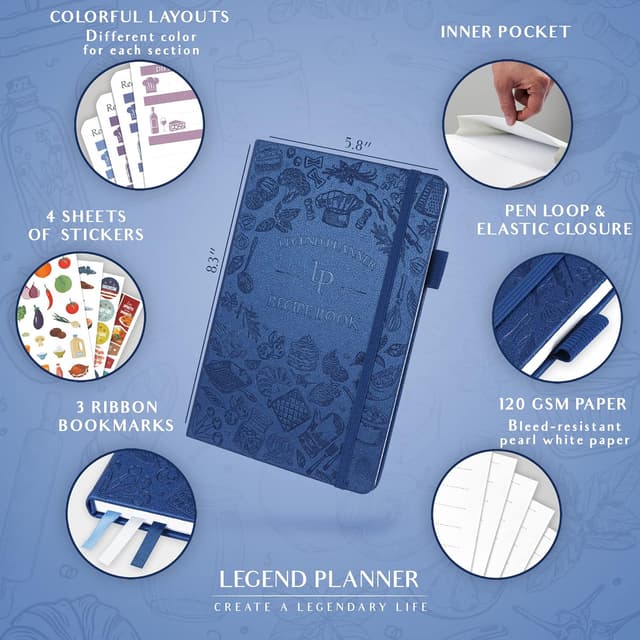 Thumbnail 1 de Legend Recipe Book Mystic Blue A5