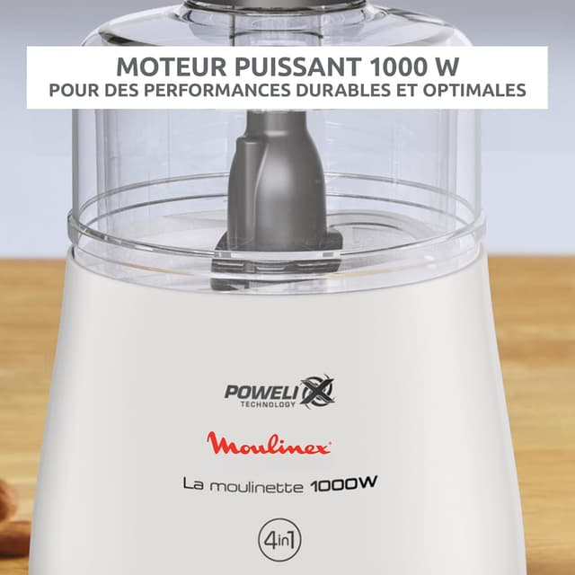 Detalle de Moulinex Blanc DPA141 – Hachoir électrique 1000 W pour hacher, mixer et préparer vos ingrédients