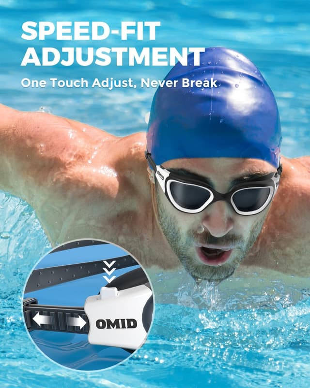 Detalle de OMID Schwimmbrille (polarisiert, beschlagfrei, auslaufsicher) für Damen & Herren – kristallklare Sicht