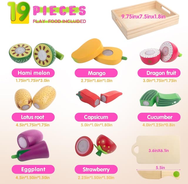 Thumbnail 1 de Fruits et Legumes Jouets en Bois 10 pièces