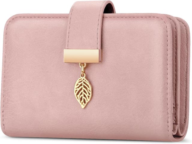 Detalle de Faneam Damen-Geldbörse aus Kalbsleder mit RFID-Schutz, 14 Kartenfächer & Reißverschluss-Münzfach