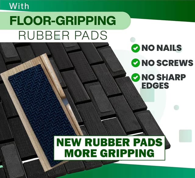 Detalle de CHILL HOUSE Bambus-Badematte aus Holz mit Antirutsch – rutschfeste Matte für Dusche, Badewanne & mehr