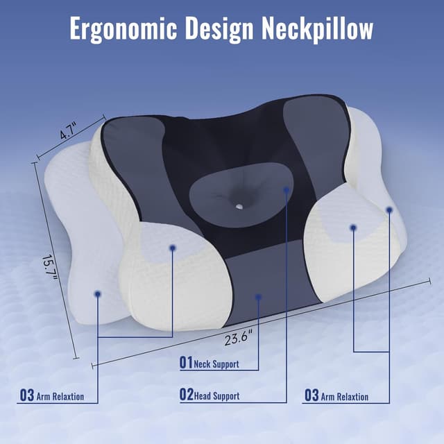 Detalle de BESTISAN Ergonomic Neck Pillow (Memory Foam) with Removable Washable Cover