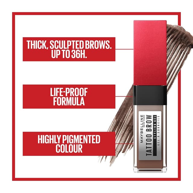 Detalle 2 de Maybelline New York Tattoo Brow 36H Styling Gel Nr. 250 Blonde – Augenbrauengel für dichter wirkende, geformte Brauen