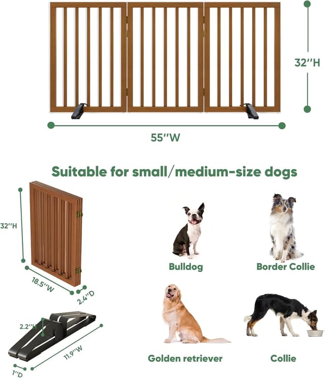 Thumbnail 1 de Tall Dog Gates for Doorways 3-Panel Walnut