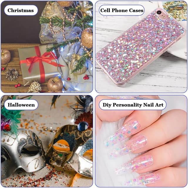 Thumbnail 6 de AOOWU Paillettes de corps/visage en gel fluorescent chunky – 6 couleurs, sans colle (#09)