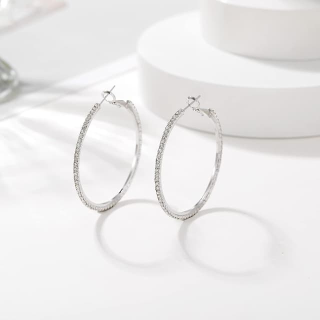 Thumbnail 6 de MOROTOLE 14K Gold Strass Creolen – große Reif-Ohrringe mit Zirkonia, hypoallergen