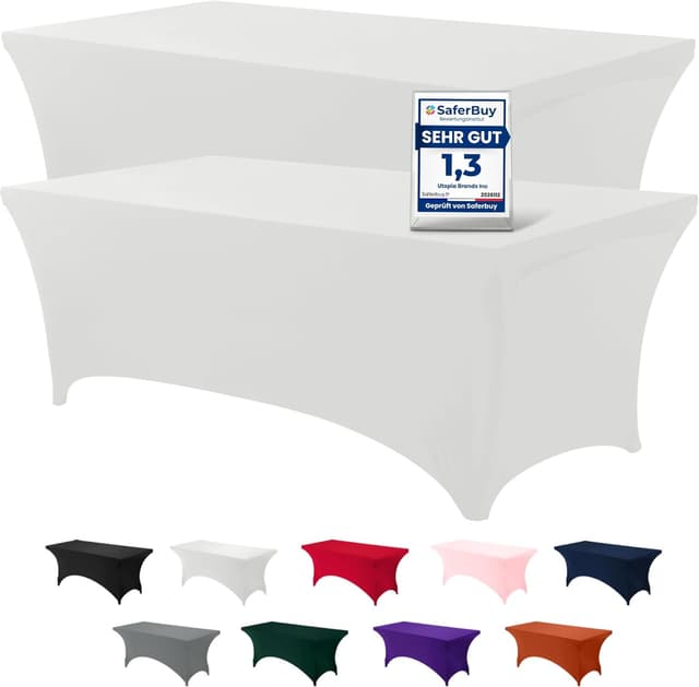 Detalle de Utopia Kitchen Spandex Tischtuch 244x76x76 cm 2er Pack